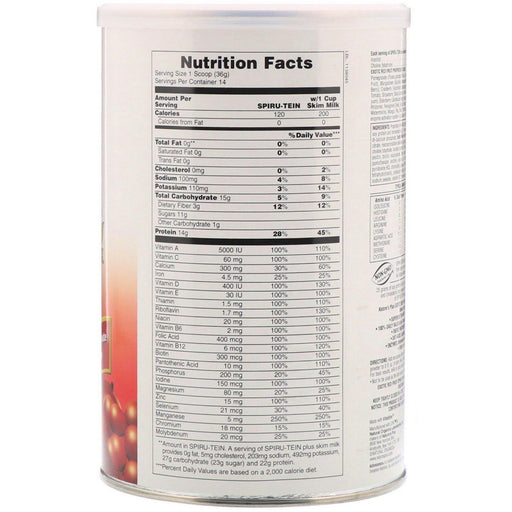 Nature's Plus, Spiru-Tein, High Protein Energy Meal, Exotic Red Fruit, 1.1 lbs (504 g) - HealthCentralUSA
