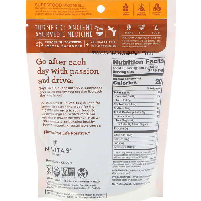 Navitas Organics, Organic Turmeric Powder, 8 oz (224 g) - HealthCentralUSA