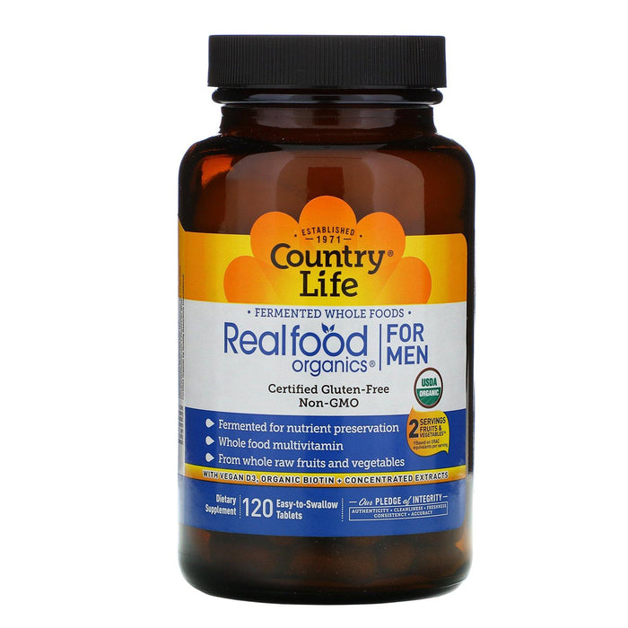 Country Life, Realfood Organics, Men's Daily Nutrition, 120 Easy-to-Swallow Tablets - HealthCentralUSA