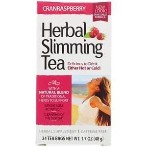 21st Century, Herbal Slimming Tea, Cranraspberry, Caffeine Free, 24 Tea Bags, 1.6 oz (45 g) - HealthCentralUSA