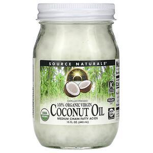 Source Naturals, 100% Organic Virgin, Coconut Oil, 15 fl oz. (443 ml) - HealthCentralUSA
