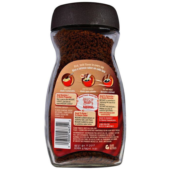 Nescafé, Clasico, Pure Instant Coffee, Dark Roast, 7 oz (200 g) - HealthCentralUSA