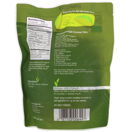 Sea Tangle Noodle Company, Kelp Noodles with Green Tea, 12 oz (340 g) - HealthCentralUSA