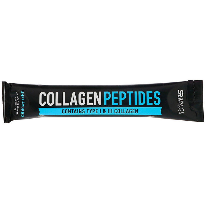 Sports Research, Collagen Peptides, Unflavored, 20 Packets, (11 g) Each - HealthCentralUSA