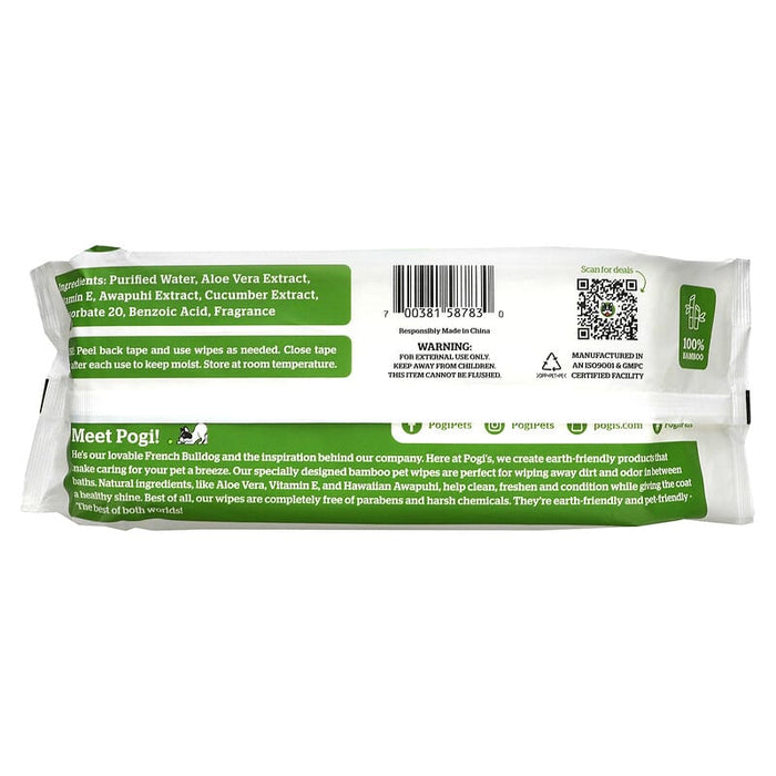 Pogi's Pet Supplies, Grooming Wipes, Green Tea Leaf, 100 Fresh Wipes