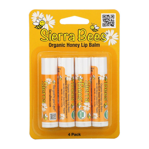 Sierra Bees, Organic Lip Balms, Honey, 4 Pack, .15 oz (4.25 g) Each - HealthCentralUSA