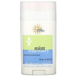 Earth Science, Natural Deodorant, Mint Rosemary, 2.45 oz (70 g) - HealthCentralUSA