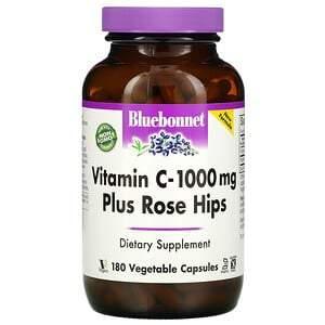 Bluebonnet Nutrition, Vitamin C Plus Rose Hips, 1,000 mg, 180 Vegetable Capsules - HealthCentralUSA