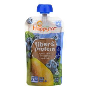 Happy Family Organics, Happytot, Fiber & Protein, Organic Pears, Blueberries & Spinach, 4 oz (113 g) - HealthCentralUSA