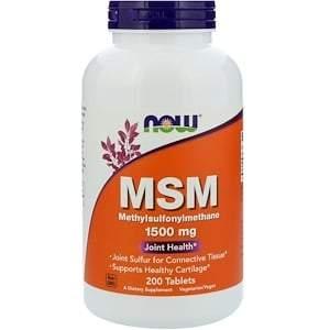 Now Foods, MSM, Methylsulphonylmethane, 1,500 mg, 200 Tablets - HealthCentralUSA