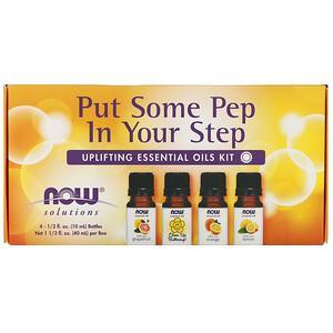 Now Foods, Essential Oils Kit, Put Some Pep in Your Step, Uplifting , 4 Bottles, 1/3 fl oz (10 ml) - HealthCentralUSA