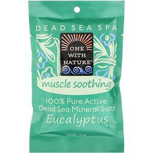 One with Nature, Dead Sea Spa, Mineral Salts, Muscle Soothing, Eucalyptus, 2.5 oz (70 g) - HealthCentralUSA