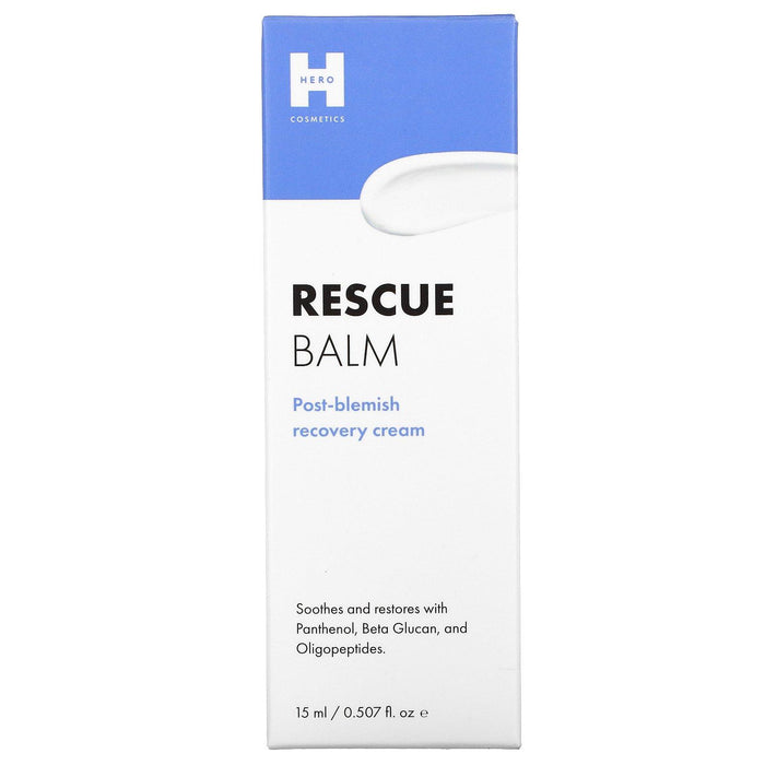 Hero Cosmetics, Rescue Balm, Post Blemish Recovery Cream, 0.507 fl oz (15 ml) - HealthCentralUSA
