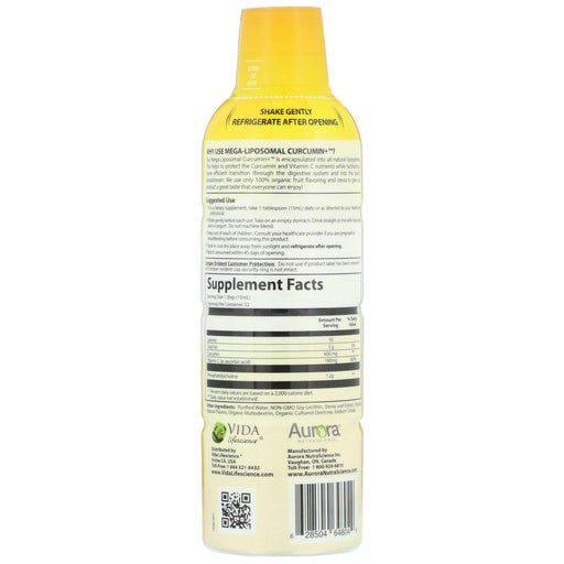 Aurora Nutrascience, Mega-Liposomal Curcumin+, Organic Fruit Flavor, 600 mg, 16 fl oz (480 ml) - HealthCentralUSA