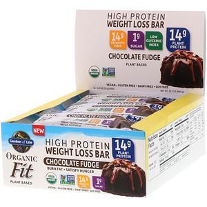 Garden of Life, Organic Fit, High Protein Weight Loss Bar, Chocolate Fudge, 12 Bars, 1.9 oz (55 g) Each - HealthCentralUSA