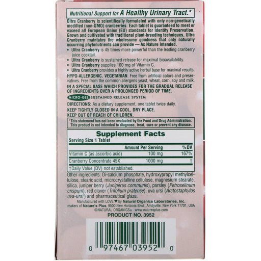 Nature's Plus, Ultra Cranberry 1000, 60 Tablets - HealthCentralUSA