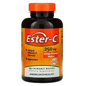 American Health, Ester-C, Orange , 250 mg, 125 Chewable Wafers - HealthCentralUSA