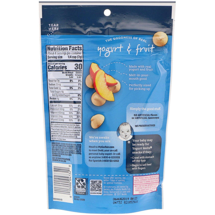 Gerber, Yogurt Melts, 8+ Months, Peach, 1 oz (28 g) - HealthCentralUSA