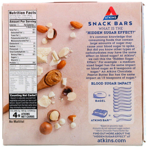 Atkins, Snacks, White Chocolate Macadamia Nut Bar, 5 Bars, 1.41 oz (40 g) Each - HealthCentralUSA