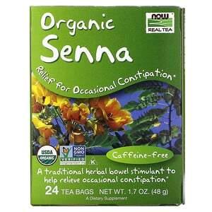 Now Foods, Real Tea, Organic Senna, Caffeine-Free, 24 Tea Bags, 1.7 oz (48 g) - HealthCentralUSA