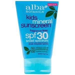 Alba Botanica, Mineral Sunscreen, Kids, SPF 30, 4 oz (113 g) - HealthCentralUSA