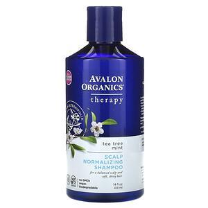 Avalon Organics, Scalp Normalizing Shampoo, Therapy, Tea Tree Mint, 14 fl oz (414 ml) - HealthCentralUSA