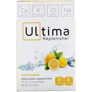 Ultima Replenisher, Electrolyte Powder, Lemonade, 20 Packets, 0.12 oz (3.5 g) Each - HealthCentralUSA