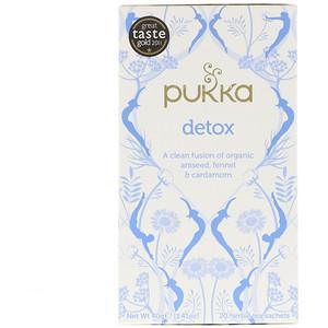 Pukka Herbs, Detox, Organic Aniseed, Fennel & Cardamom Tea, Caffeine Free, 20 Herbal Tea Sachets, 1.41 oz (40 g) - HealthCentralUSA