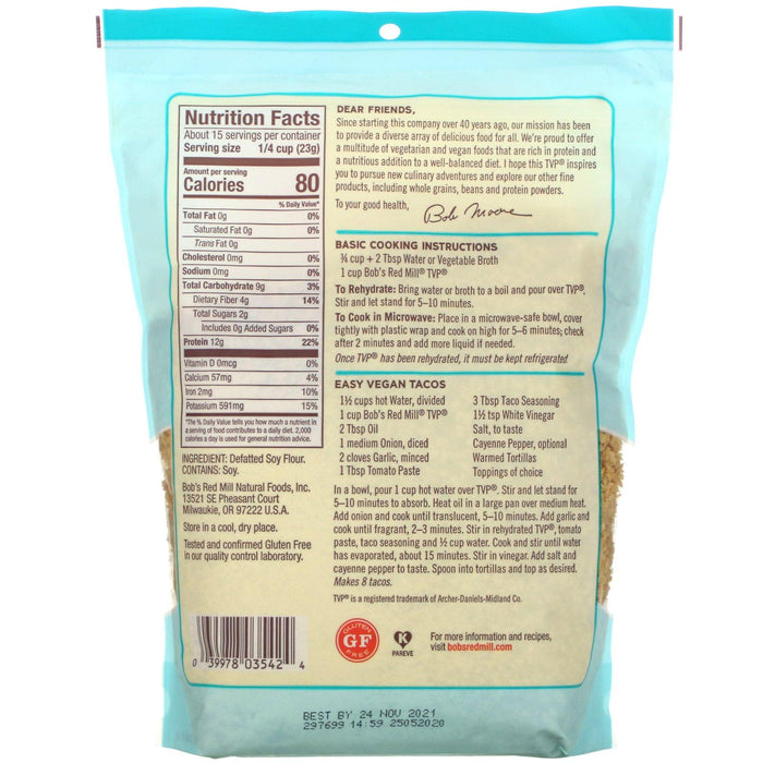 Bob's Red Mill, TVP, Textured Vegetable Protein, 12 oz (340 g) - HealthCentralUSA
