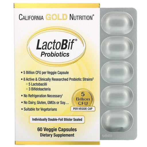 California Gold Nutrition, LactoBif Probiotics, 5 Billion CFU, 60 Veggie Capsules - HealthCentralUSA