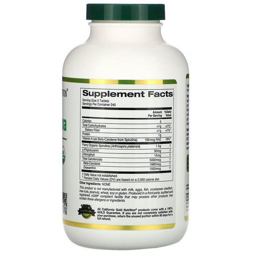 California Gold Nutrition, Organic Spirulina, USDA Organic, 500 mg, 720 Tablets - HealthCentralUSA