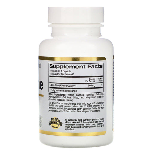California Gold Nutrition, L-Citrulline, 500 mg, 60 Veggie Capsules - HealthCentralUSA