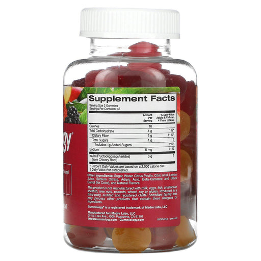 Gummiology, Fiber Gummies, Natural Peach, Strawberry, & Blackberry Flavors, 90 Gummies - HealthCentralUSA