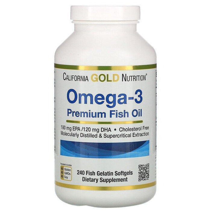 California Gold Nutrition, Omega-3, Premium Fish Oil, 240 Fish Gelatin Softgels - HealthCentralUSA