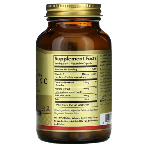 Solgar, Ester-C Plus, Vitamin C, 500 mg, 100 Vegetable Capsules - HealthCentralUSA