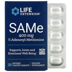 Life Extension, SAMe, S-Adenosyl-Methionine, 400 mg, 30 Enteric Coated Tablets - HealthCentralUSA