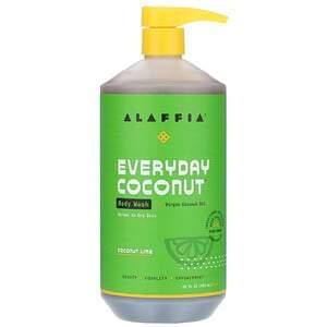 Alaffia, Everyday Coconut, Body Wash, Normal to Dry Skin, Coconut Lime, 32 fl oz (950 ml) - HealthCentralUSA