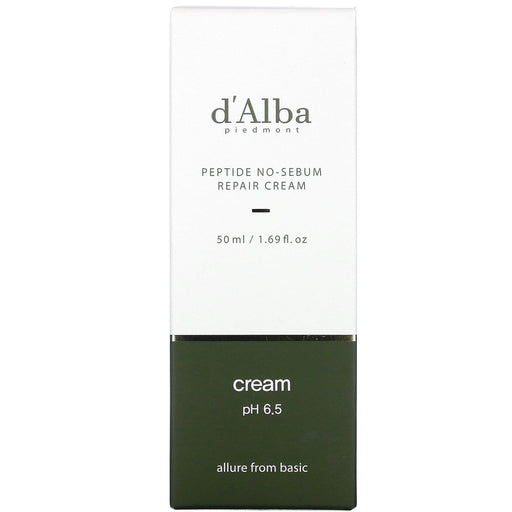d'Alba, Peptide No-Sebum, Repair Cream, 1.69 fl oz (50 ml) - HealthCentralUSA