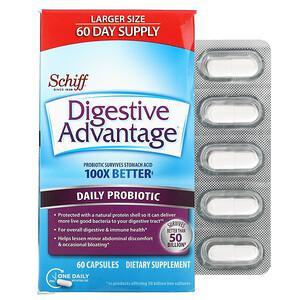 Schiff, Digestive Advantage, Daily Probiotic, 60 Capsules - HealthCentralUSA