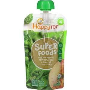 Happy Family Organics, Happytot, Superfoods, Stage 4. Organic Apples, Spinach, Peas & Broccoli + Super Chia, 4.22 oz (120 g) - HealthCentralUSA