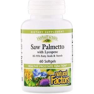 Natural Factors, HerbalFactors, Saw Palmetto with Lycopene, 60 Softgels - HealthCentralUSA
