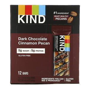 KIND Bars, Dark Chocolate Cinnamon Pecan, 12 Bars, 1.4 oz (40 g) Each - HealthCentralUSA