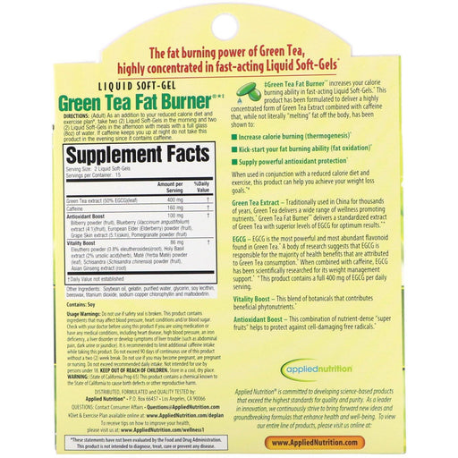 appliednutrition, Green Tea Fat Burner, 30 Fast-Acting Liquid Soft-Gels - HealthCentralUSA