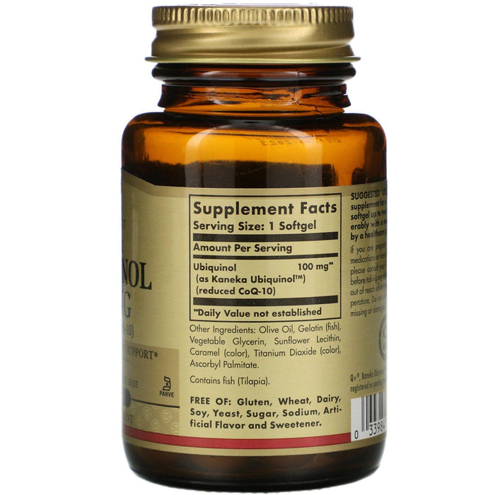 Solgar, Kosher Ubiquinol, 100 mg, 60 Softgels - HealthCentralUSA