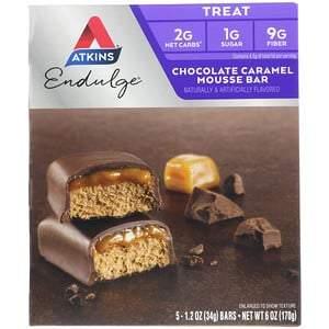 Atkins, Endulge, Chocolate Caramel Mousse Bar, 5 Bars, 1.2 oz (34 g) Per Bar - HealthCentralUSA