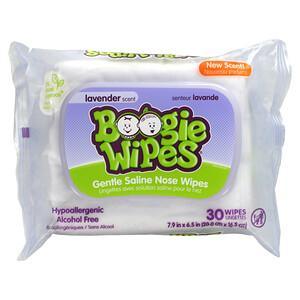 Boogie Wipes, Gentle Saline Nose Wipes, Lavender Scent, 30 Wipes - HealthCentralUSA