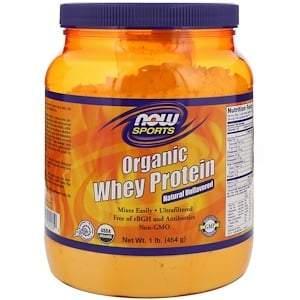 Now Foods, Sports, Organic Whey Protein, Natural Unflavored, 1 lb (454 g) - HealthCentralUSA