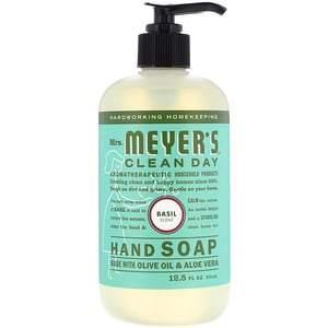 Mrs. Meyers Clean Day, Hand Soap, Basil Scent, 12.5 fl oz (370 ml) - HealthCentralUSA