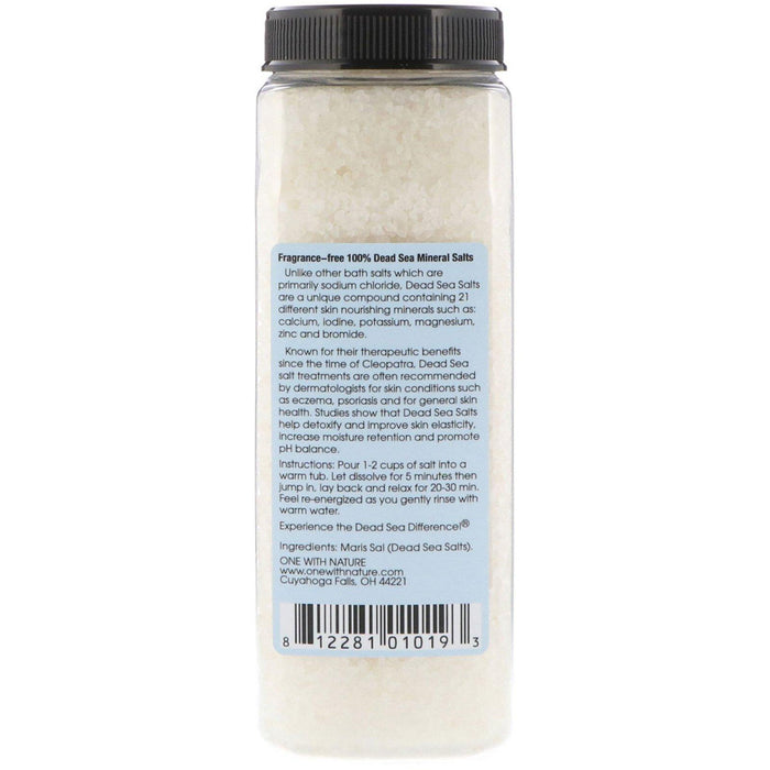 One with Nature, Dead Sea Mineral Salts, Fragrance Free, 2 lbs (907 g) - HealthCentralUSA