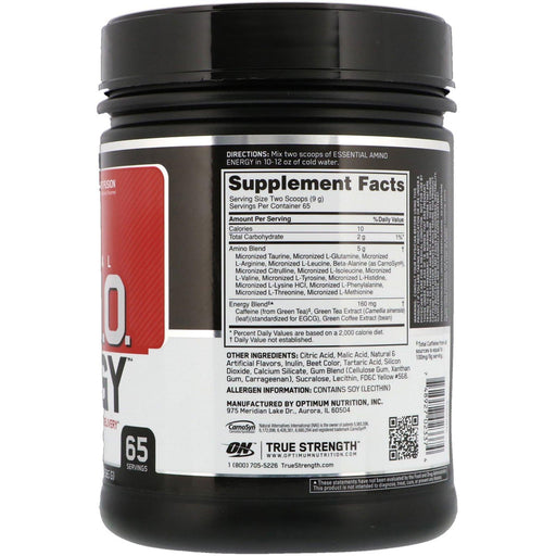 Optimum Nutrition, ESSENTIAL AMIN.O. ENERGY, Fruit Fusion, 1.29 lbs (585 g) - HealthCentralUSA